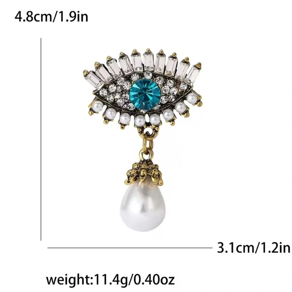 Azure Eye of Elegance Pearl Gold Brooch